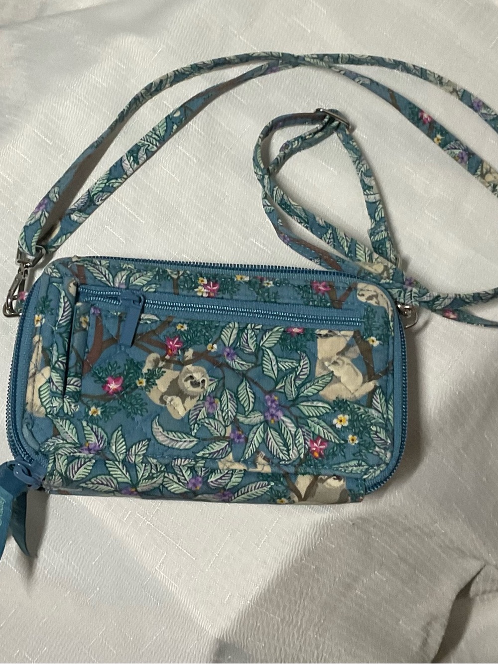 Vera Bradley Hangin around Sloth Floral Crossbody Bag